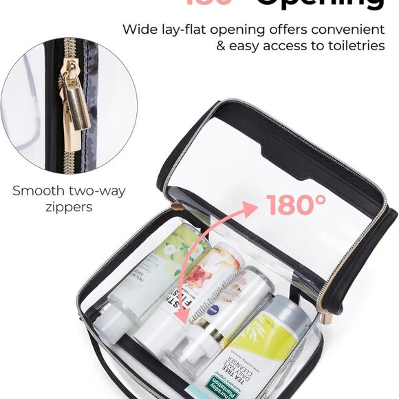 Clear Makeup Bag, TSA Approved Toiletry Bag, Makeup Cosmetic Pouch Bag for Women - Picture 5 of 7
